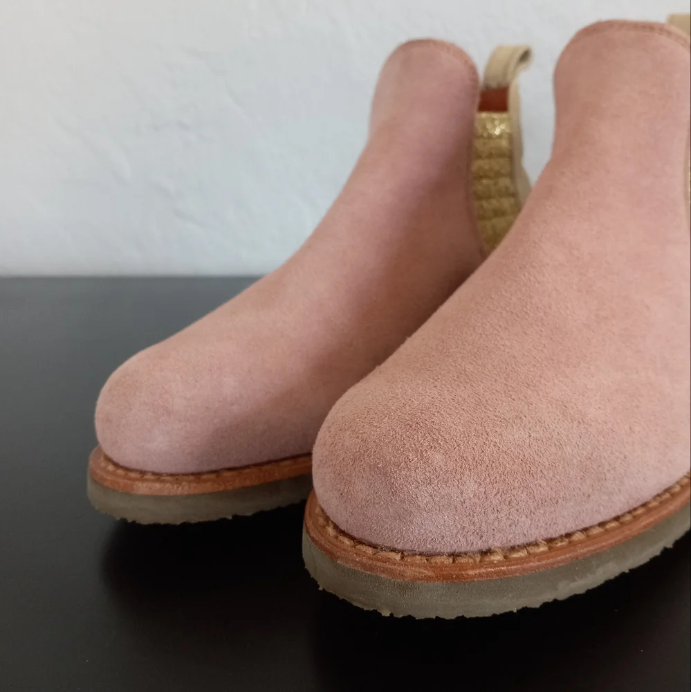 Penelope Chilvers Patchwork Safari Chelsea Boots Pink Gold 40EU